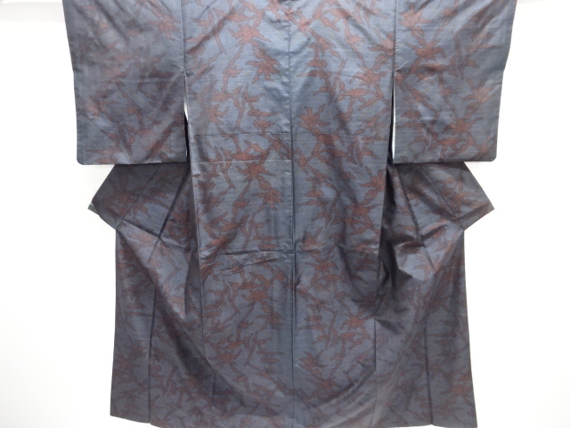 JAPANESE KIMONO / DORO OSHIMA TSUMUGI KIMONO / DIAGONAL LATTICEWORK /